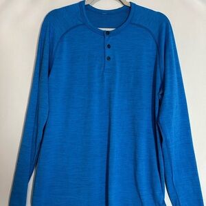 lululemon athletica Men's Vibrant Blue Long Sleeve Henley Medium?